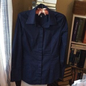 Hawes & Curtis navy blue Oxford shirt (2)